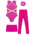 thumbnail image 5 of Hansber Gymnastics Leotard for Girls with Shorts Athletic Leggings Dance Unitard Sleeveless Figure Skating Training Suit Hot Pink 10, 5 of 7