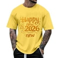 thumbnail image 2 of LpwkSSA Men Casual Round Neck Printing Pullover Fitness Sports Shorts Sleeves T Shirt Blouse Yellow S, 2 of 5