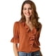 thumbnail image 1 of BluDe ManDe CampaCon Cuello En V Y Volantes PaMujer, BluCampesiDe GaInformal Vintage De Verano Rojo marrón XL, 1 of 6