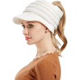 thumbnail image 5 of YooGuoGuo Winter Cable Knit Beanie Cap Soft Stretch Messy High Bun Ponytail Hat Unisex Warm Fleece Lined Skull Cap, 5 of 7