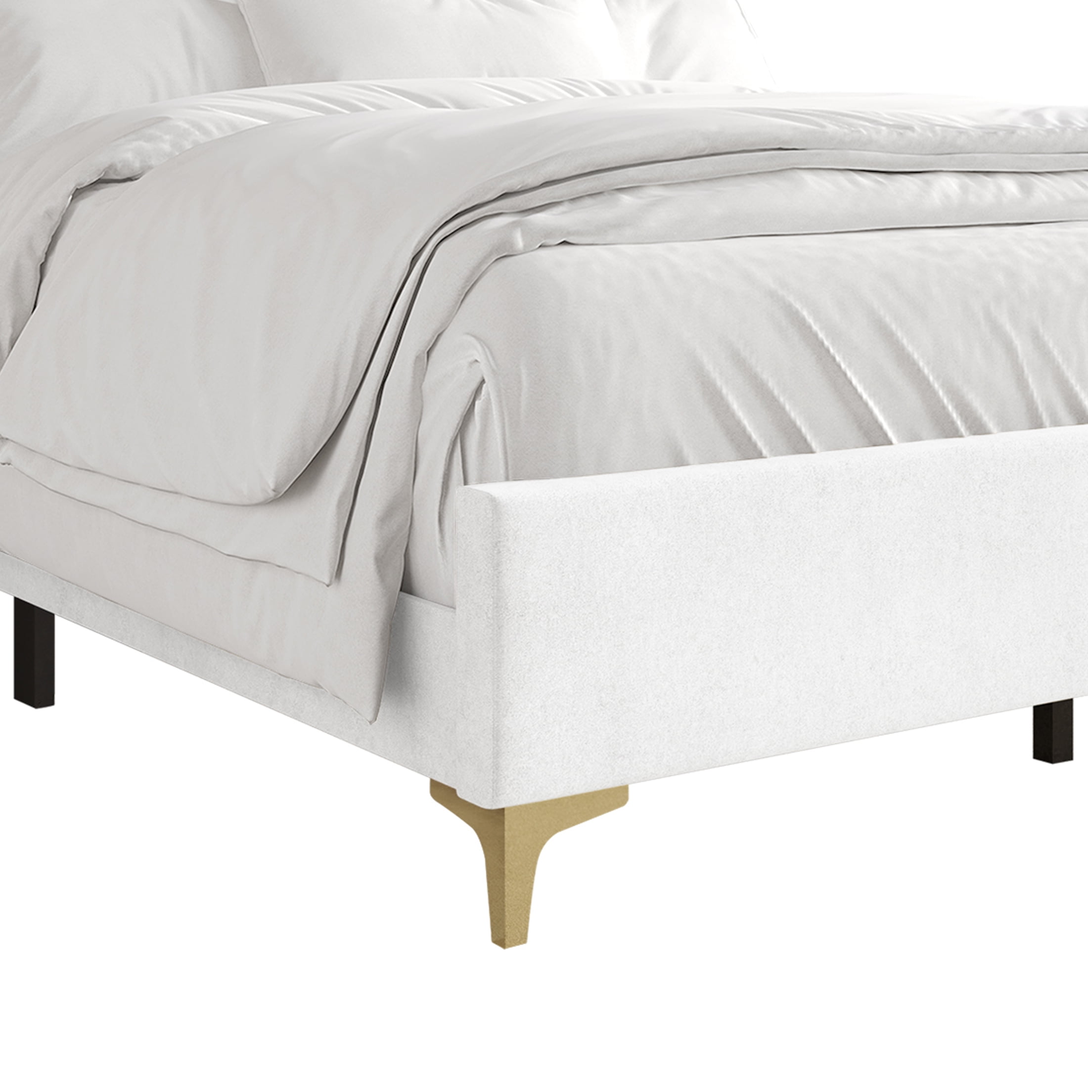 Castle Place Glam Velvet Upholstered Queen Bed, White