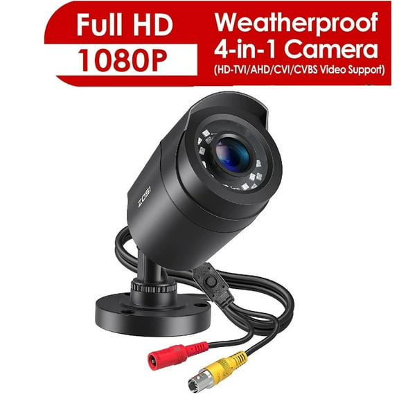 ZOSI 2.0 Megapixel HD 1080P 4 in 1 TVI/CVI/AHD/CVBS Security Cameras Day Night Waterproof Camera 100ft IR Distance, Aluminum Metal Housing,Compatible for HD-TVI, AHD, CVI, and CVBS/960H analog DVR