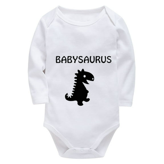 Babysaurus Dinosaur New Born Girl Clothes Long Sleeve Coming Home Outfit White Baby Girl Cotton Romper