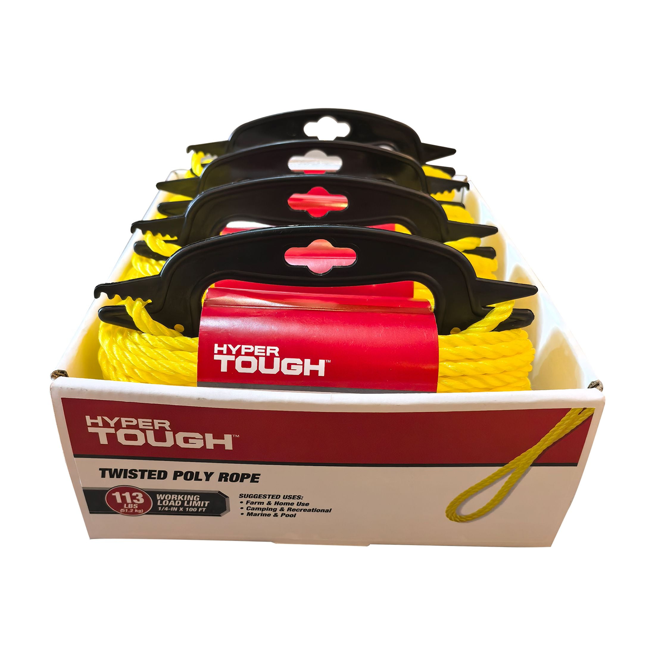 (2 pack) Hyper Tough Diameter 1/4 inch, 100 feet Yellow Polypropylene Twisted Rope, 1 Each