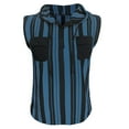 thumbnail image 1 of Mens Manga Corta Botón Abajo Camisas con Bolsillo, Moda a Rayas sin Mangas, Chaqueta con Capucha Blusa, 1 of 6