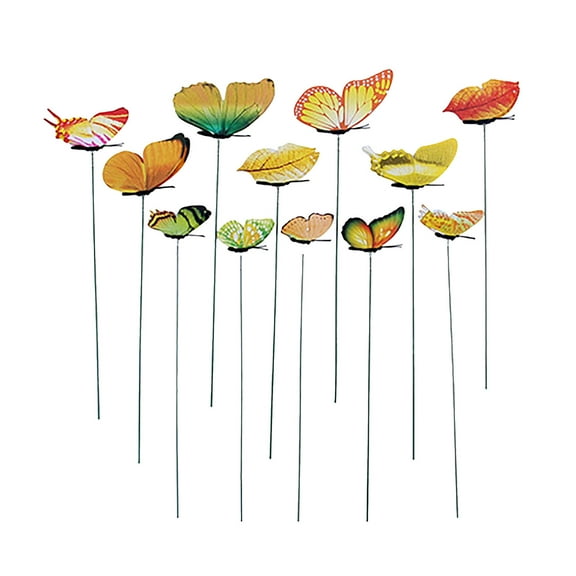 12X Butterfly Rods 12Pcs Butterfly Stakes Outdoor Yard Planter Flower Pot Bed Garden Decor Yard Art