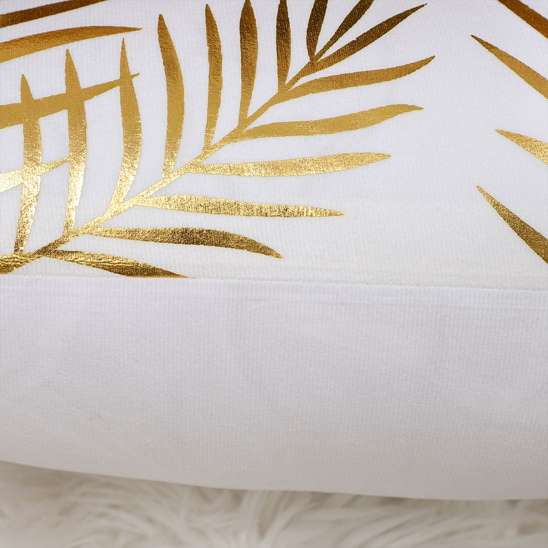 Unique Bargains Gold Stamping Soft Outdoor Square Throw Pillow Covers Pine Leaves 2pcs