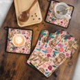 thumbnail image 5 of Dogs with Flowers Kitchen Oven Mitt and Pot Holder Sets 4 Pcs for Baking, Cooking and Grilling, Heat Resistant Up To 392 °F, 5 of 7
