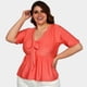 thumbnail image 1 of Blusa con moño en escote Roman Fashion modelo 1780 Coral Talla Extra 42, 1 of 5