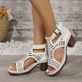 thumbnail image 2 of Women's Sandals Hollow Block Heels Open Toe Sandals Dressy Chunky Heels, 2 of 6