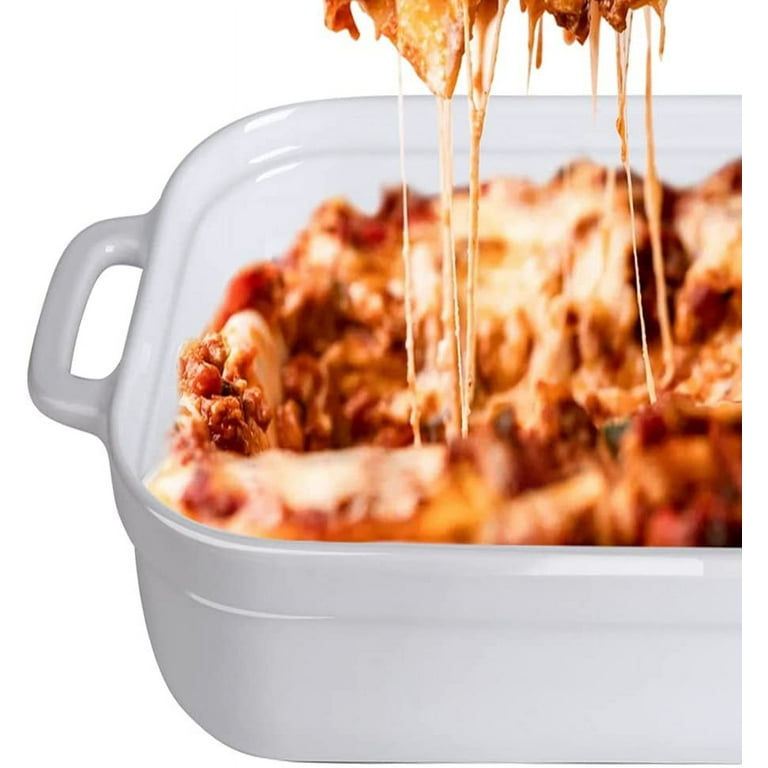 Vicrays Casserole Dish with Lid - Ceramic Lasagna Pan Deep 2 Quart Round  Baking Dishes Covered Bakeware for Oven Safe Serving Dish with Handles for