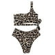 thumbnail image 3 of Women One Shoulder High Waisted Bikini Tie High Cut Two Piece Swimsuits, LeopardL, 3 of 4