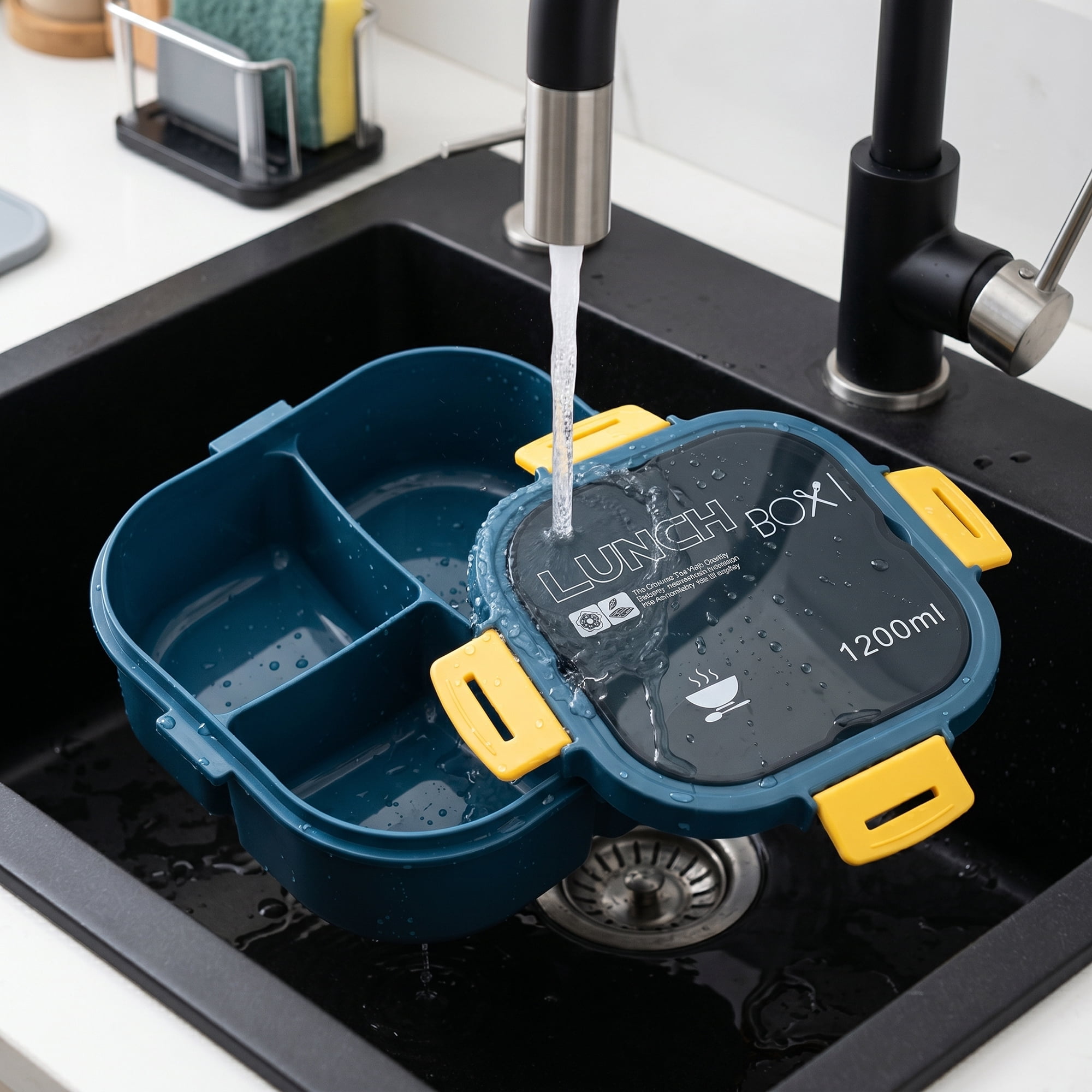Unique Bargains 1200ml Leak-Proof Meal Prep Lunch Bento Box Blue-3