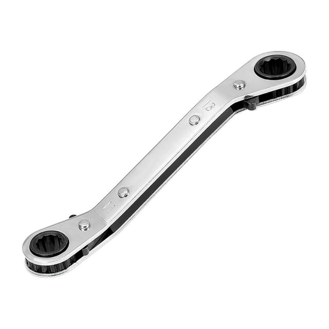 Llave de carraca reversible Uxcell de 0.43'' x 0.51'' con extremo doble offset métrico de acero al carbono tono plateado 1 pieza
