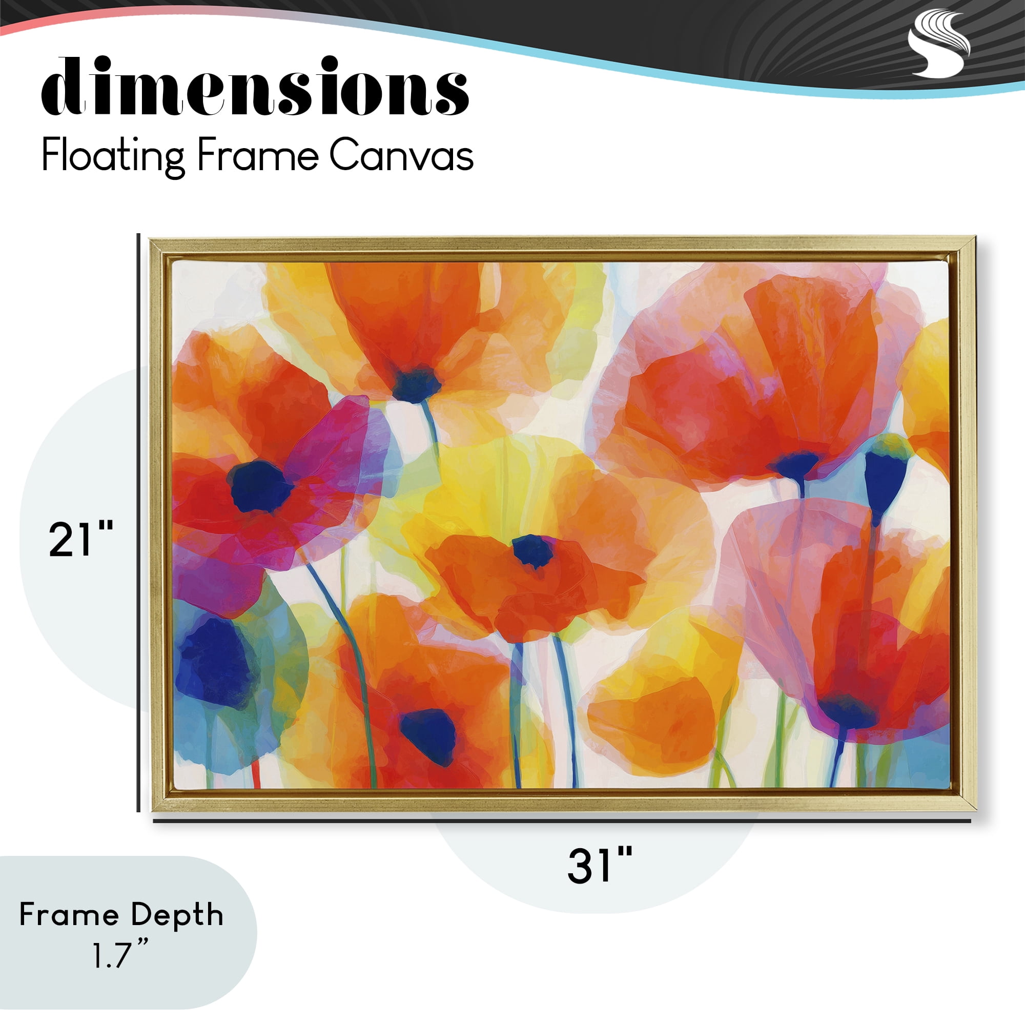 Stupell Industries Poppies At Golden Hour Gold Framed Floater Canvas Wall Art, design by Chromatic Storm Studio