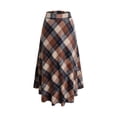 thumbnail image 6 of Women's Lattice Skirt Warm Elastic Waist Wool A-Line Pleated Tartan Winter Long Skirts, 6 of 13