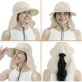 thumbnail image 3 of SUN CUBE Women Sun Hat Neck Flap Cover, UV Protection Wide Brim Fishing Hat, Ponytail Hole Hiking Hat, Foldable Beach Cap Gardening Camping Outdoor Safari Sun Hat, Summer Travel Gifts UPF 50+, Beige, 3 of 7