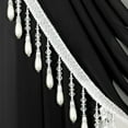thumbnail image 2 of VOGOL Extra Wide Sheer Curtains Valance, 79 inches Wide European Style Breathable Silky Waterfall Valances for Bedroom Bathroom Nursery, Rod Pocket Swag Valance with Tassels, 1 Panel, Black, 2 of 7