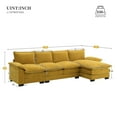 thumbnail image 5 of 118" L Shaped Sofa, Oversized Cloud Couch with Soft Cushion and Flat Pillow Armrests, 5-Seat Deep Seat Sofa for Living Room, Ginger, 5 of 9