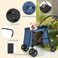 thumbnail image 5 of Pefilos 41" Pet Stroller 4 Wheels Dog Cat Stroller, Carrier Jogger Travel One-Button Foldable Puppy Stroller with Breathable Mesh, Blue, 5 of 8