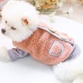 thumbnail image 3 of Flmtop Pet Cat Plush Jacket Button Closure Vest Puppy Compression Garment Dog Clothes Coffee, 3 of 9
