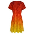thumbnail image 5 of Red Orange Yellow Burning Flames And Fire Dress Fashion Beach Short Sleeve Dresses Female Party Printed Sundress, 5 of 7