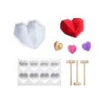 thumbnail image 1 of 5pcs Heart Shaped Diamond Silicone Mold For Mousse, Chocolate Making; 1pc Non-Stick 3d Pot Mold For Cake Making; 3pcs Wooden Mallet Hammer; 1pc Non-St, 1 of 5