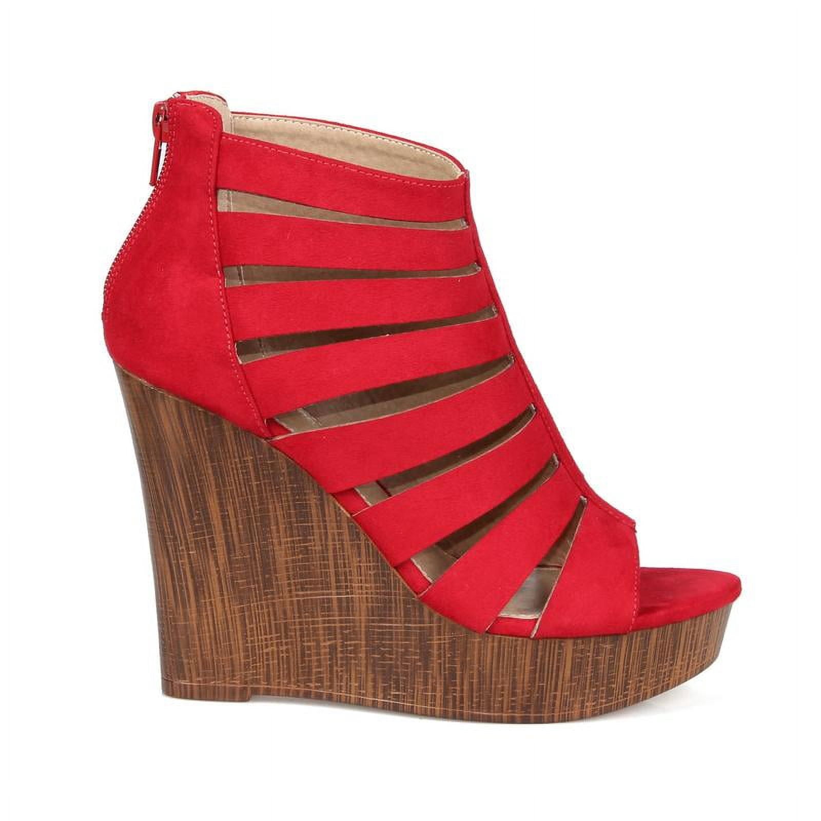 Mark And Maddux Women's Strappy Wood Effect Wedge Booties