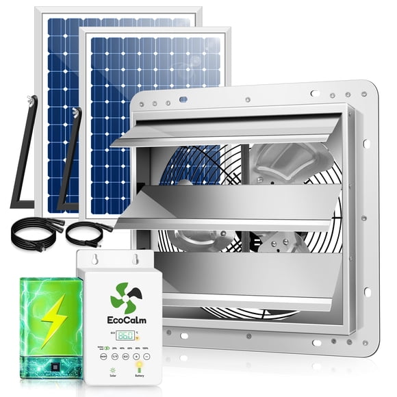 Ventilador extractor solar ecoCalm de 12" con batería y termostato
