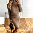 thumbnail image 5 of Vestido de suéter Vestido de punto para mujer Conjunto de dos piezas: suéter de punto y falda de punto midi Conjunto ajustado de 2 piezas Vestido midi Vestido tubo de cuello alto Conjunto, 5 of 5