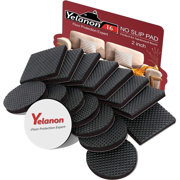 Yelanon Almohadillas Antideslizantes para Muebles -16 Piezas 2 Pinzas para Muebles Pisos de Madera Antideslizantes para Patas de Muebles Patas de Goma autoadhesivas Protectores de Pisos para Muebles A
