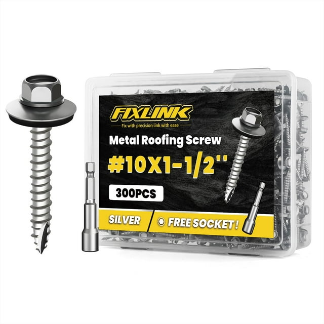 Tornillos para techos de chapa metálica FIXLINK RUSPERT #10 x 1-1/2 300 piezas
