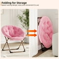 thumbnail image 2 of Silla Tipo Platillo Plegable XL - Sillón Luna Tapizado en Piel Sintética Rosa con Patas Doradas y Estructura Metálica Resistente - Asiento Amplio para Sala, Dormitorio o Lectura, 2 of 8