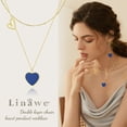 thumbnail image 3 of Linawe Gold Plated Layered Necklace, Royal Blue Heart Choker Pendant Necklaces for Women Trendy, Stainless Steel Stacked Necklaces, Y2K Preppy Heart Chain Necklace Cute Lover Jewelry, 3 of 7