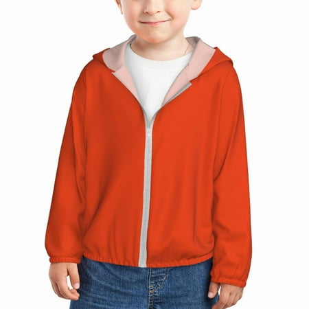 

Gaeub Orange Print Athletic Sun Protection Hoodie for Kids Long Sleeve Outdoor UV Shirt Running Fishing Top for Boys Girls-3 Years