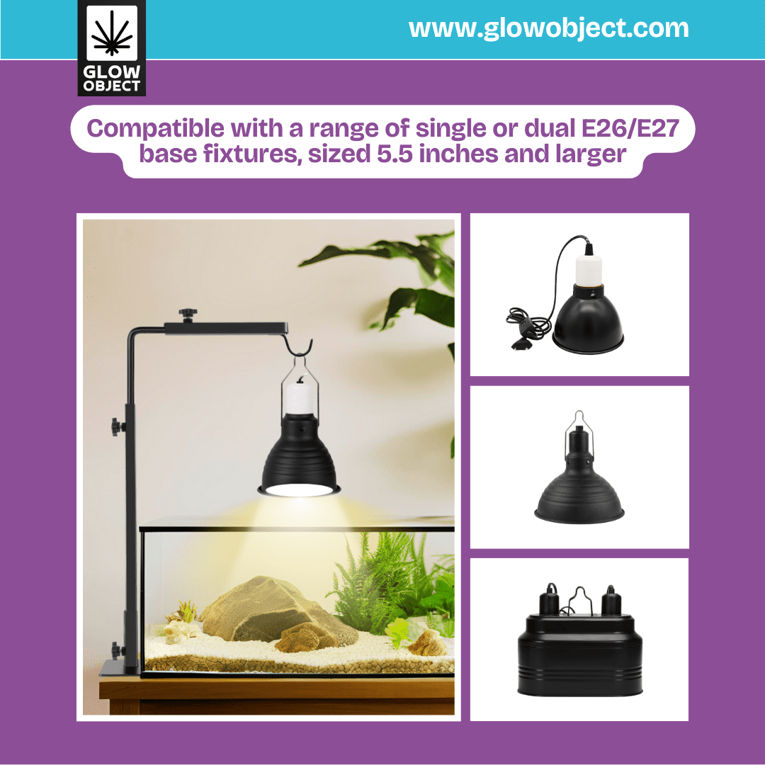 Glow Object Reptile Heat Lamp with UVB & UVA - Full Spectrum Basking Light for Amphibians Terrariums - Self-Ballasted - E26 E27 Base - Includes Free UV Sensor