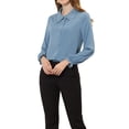 thumbnail image 1 of INSPIRE CHIC Women's Sweet Ruffle Peter Pan Collar Button up Work Shirts S Grey Blue, 1 of 7