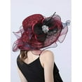 thumbnail image 4 of Women's Organza Church Hat,Fascinator Tea Party Hat,Ruffles Brim Wedding Hat, 4 of 4