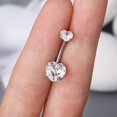 thumbnail image 3 of Anillos de ombligo de acero quirúrgico 14G con forma de corazón facetado y circonita cúbica, joyería para piercing corporal oso de fresa Electrónica, 3 of 5