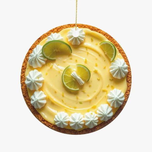 Key Lime Pie with Whipped Cream Dessert Favorite Pastry Food Lovers Foodie Novelty Food Lovers Foodie Novelty Holiday Christmas Ornament Xmas Tree Gift (Flat Design Printed on Ceramic, NOT 3D)