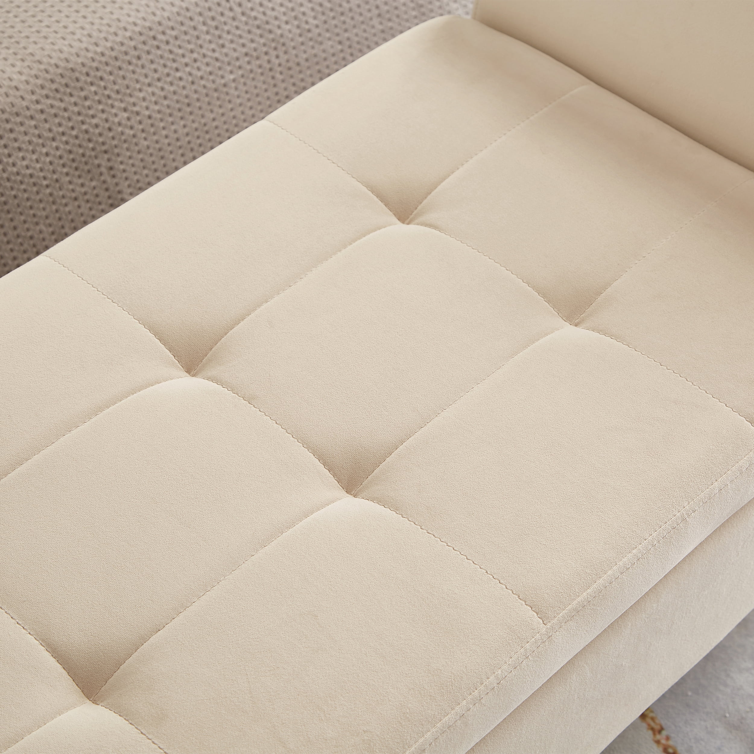 Miniyam 51.5" Tufted Storage Bench for Bedroom or Hallway, Beige