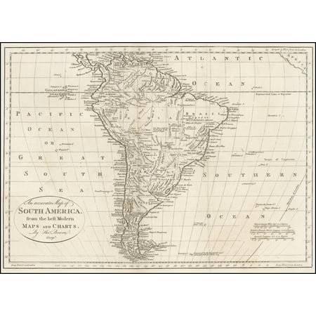 LAMINATED POSTER An accurate Map of South America, from the best Modern Maps and Charts. . . POSTER PRINT 24 x