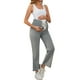 thumbnail image 2 of Pantalones de maternidad de lounge Inspire Chic para mujeres, pantalones casuales de pierna ancha de cintura alta sobre el vientre, con bolsillos, gris claro, talla XX-Large, 2 of 6