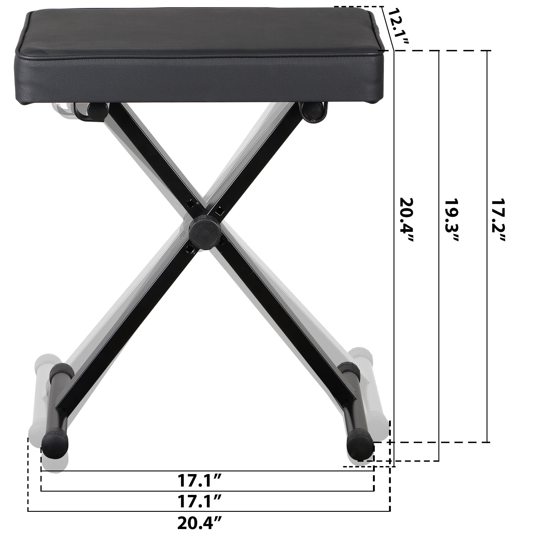 ZENY Adjustable Padded Metal Frame X-Style Keyboard Bench, Black