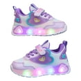 thumbnail image 5 of Hessimy Toddler & Big Kids Knit Cage Sneakers Light Up Flashing Sneaker Girls Sneakers Mesh White Sports Shoes Baby Shoes Running Shoes Back To School Sport Shoes (Purple,12), 5 of 5