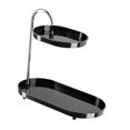 thumbnail image 2 of Organizador de baño de 2 niveles, estante de almacenamiento decorativo, estante de tocador, bandeja para guardar cosméticos para perfumes, mostrador Negro, 2 of 8