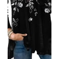 thumbnail image 4 of DYMADE Women Plus Size Floral V-neck Zipper Off Shoulder Long Sleeve Casual T-shirt, 4 of 4