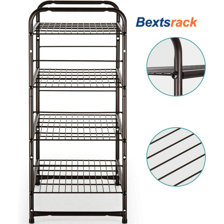 Bextsrack 4-Tier Shoe Rack, Stackable and Adjustable Multi-Function Wire  Grid Shoe Organizer Storage, Extra Large Capacity, Space Saving, Fits  Boots