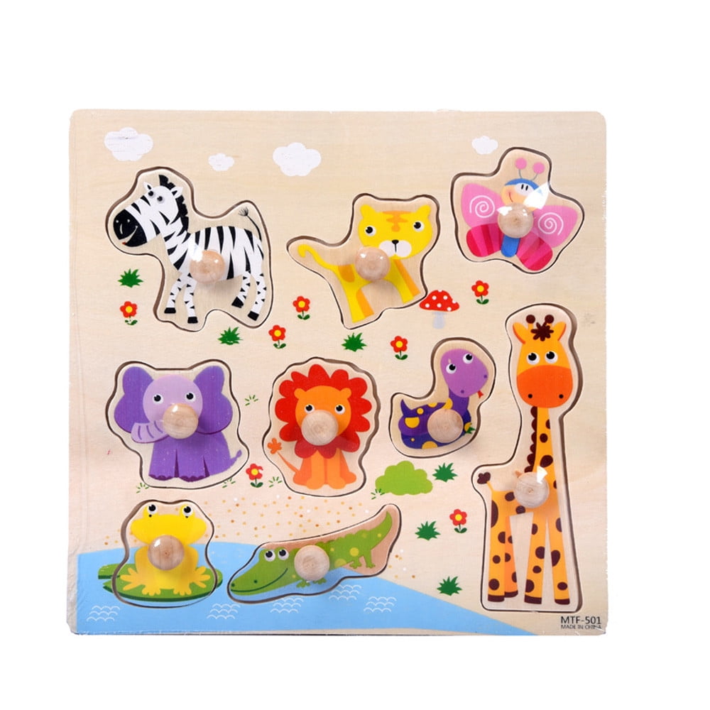 fidget toys,pop it〗9 Piece Wooden Happy Zoo Puzzle Jigsaw Early Learning  Baby Kids Toys D - Walmart.com