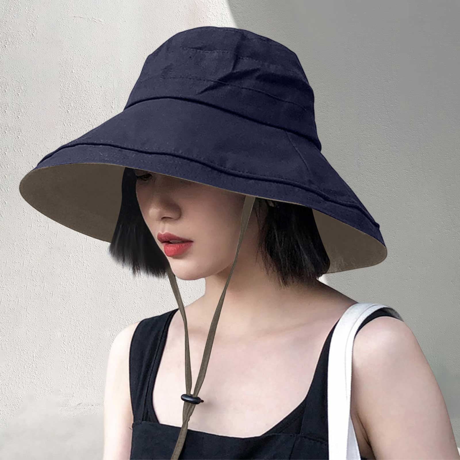 Women Wide Brim Summer Sun Hat Wired Edge Beach Bucket Fishing Hats Navy SwimZip Women main image 4